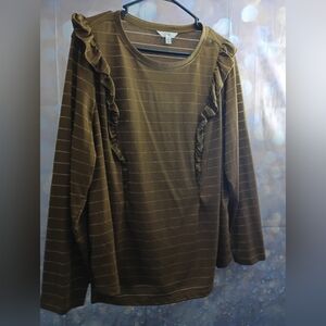 Brown Ruffled Women's Top